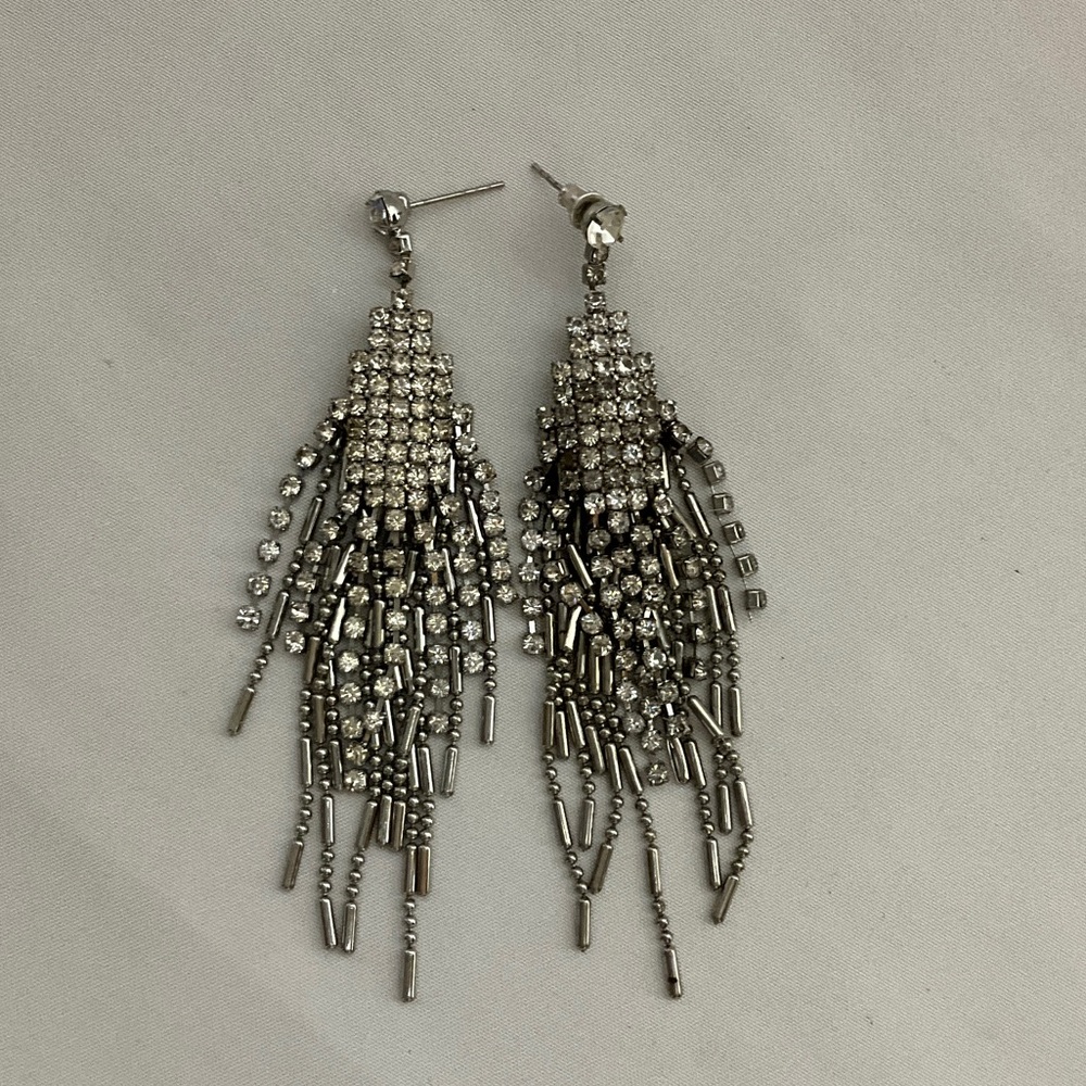 Sparkling Silver Tassel Earrings